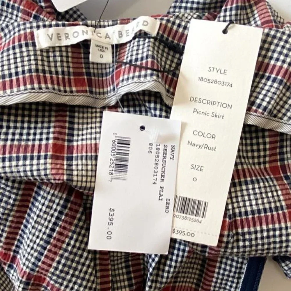 NWT Veronica Beard Picnic Plaid Print Skirt size 0